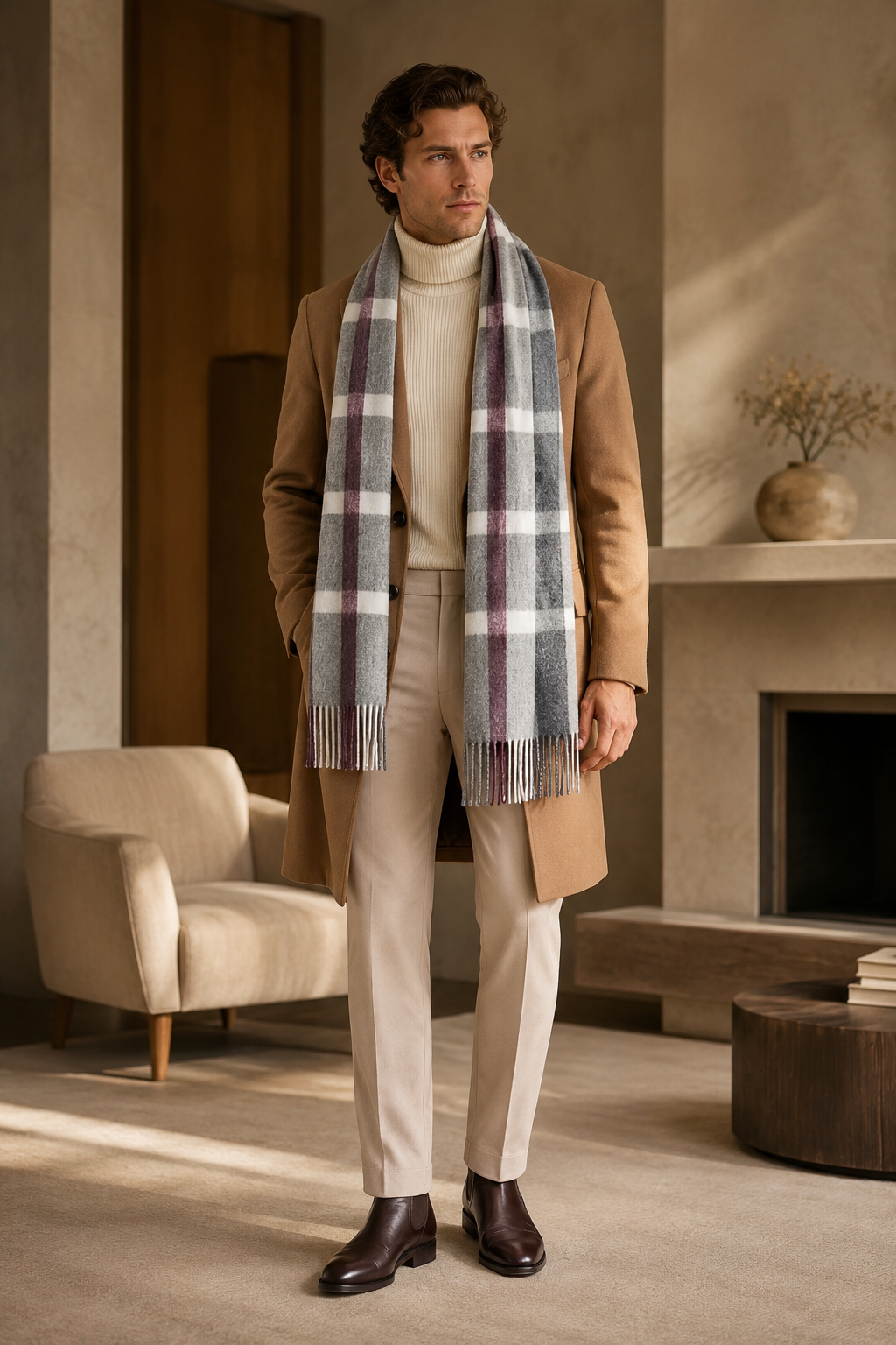 Pure Cashmere Unisex Checks Scarf