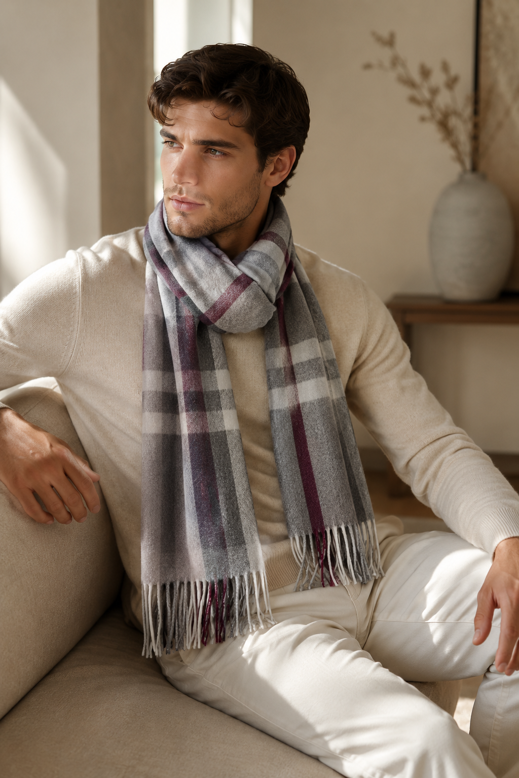 Pure Cashmere Unisex Checks Scarf