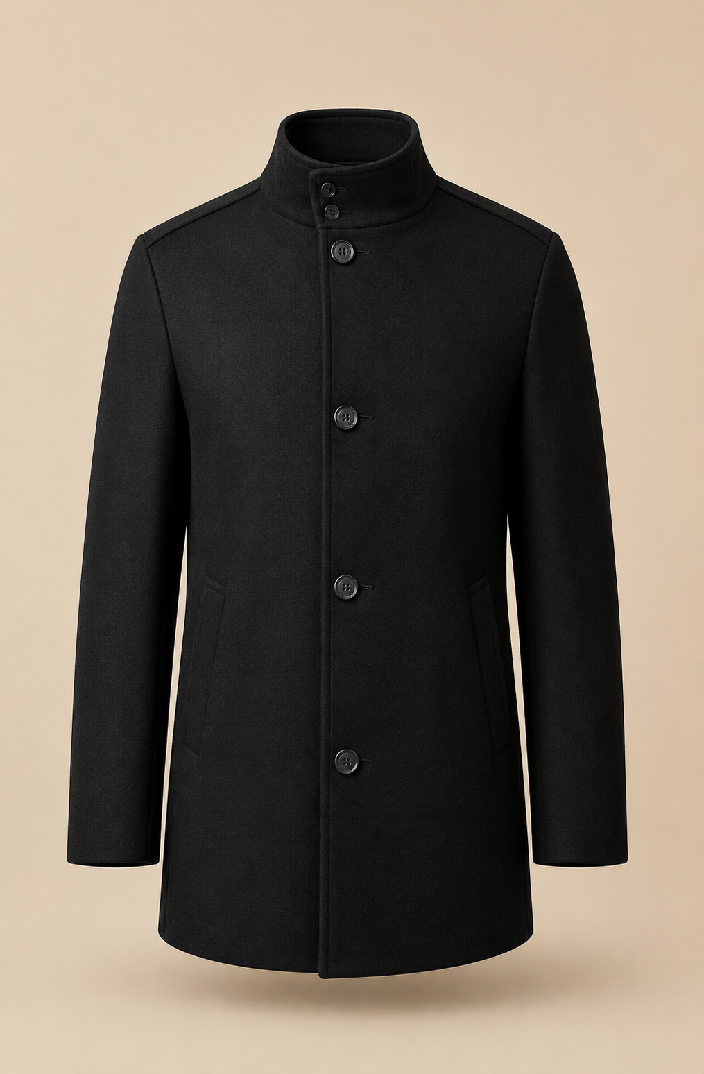 Men's Pure Cashmere Hip Length Car Coat - mens pure cashmere hip length car coat black 01
