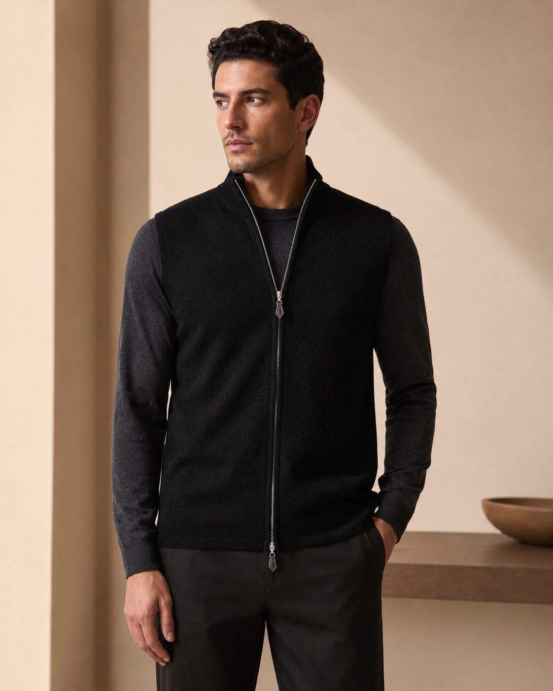 Men's Zip Vest in Pure Cashmere - ChatGPT Image Jun 9, 2026, 03 57 55 PM