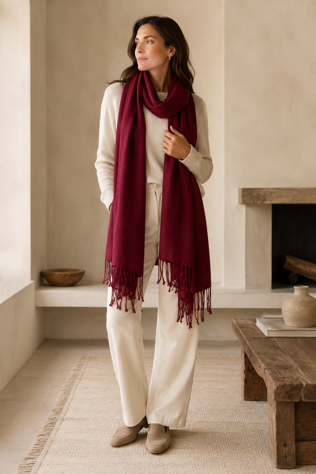 Pashmina and Silk Shawl - Black