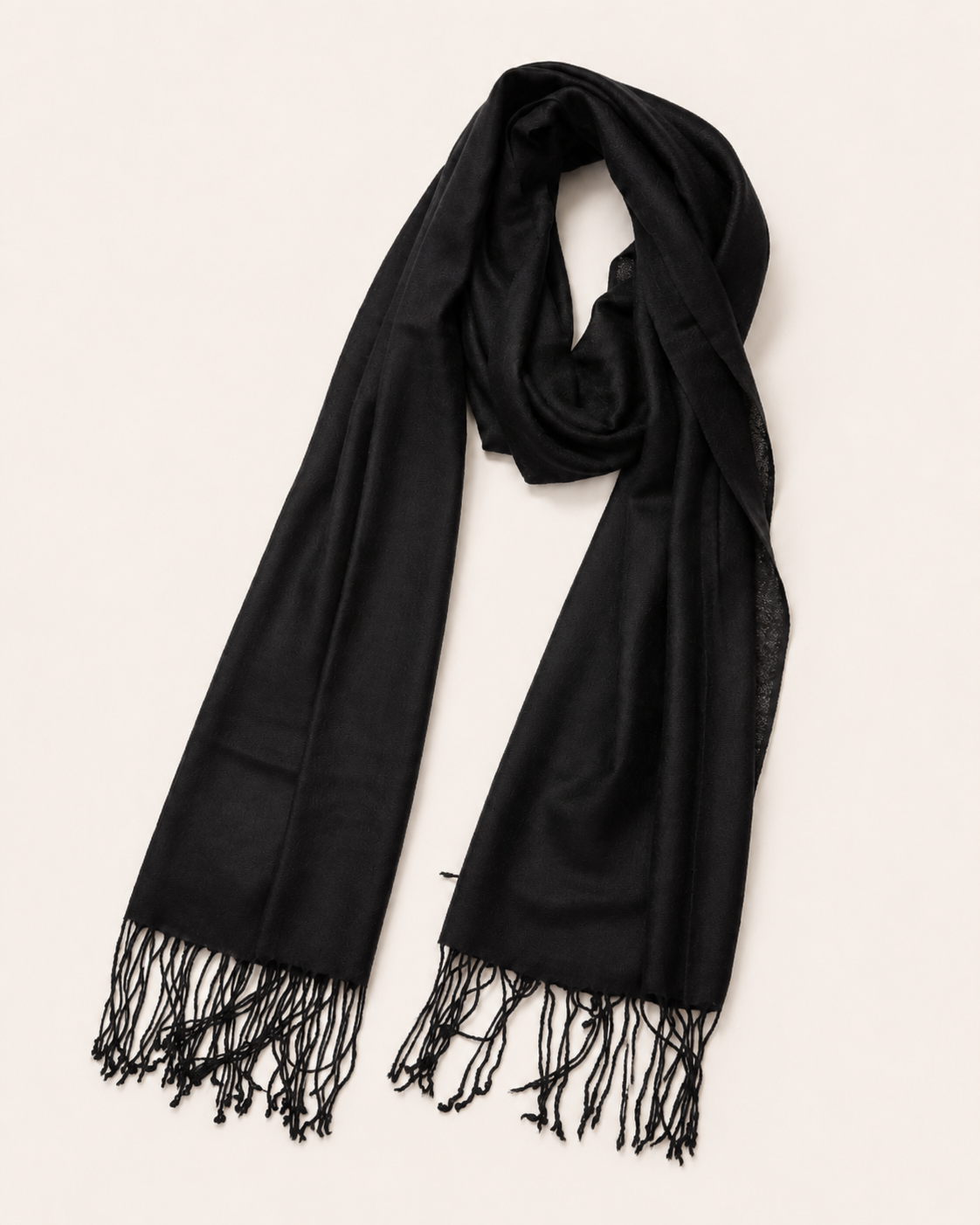 Pashmina and Silk Wrap - Black