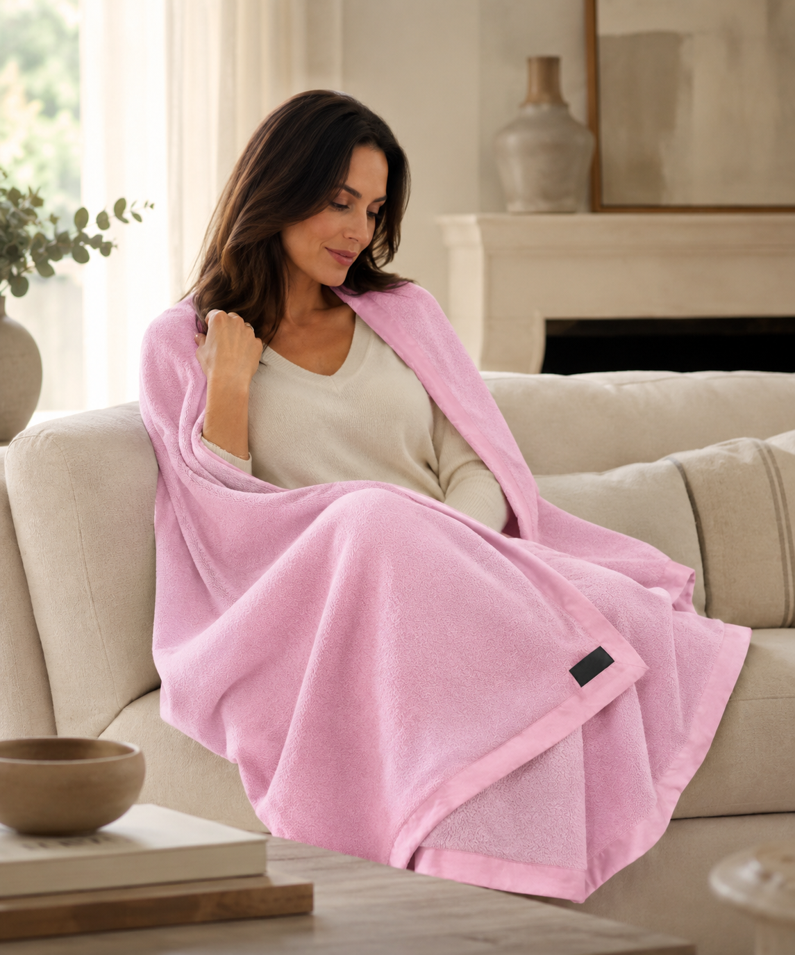 Pure Cashmere Baby Blanket in Baby Pink - Pink