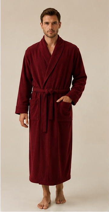 Pure Cashmere Full Length Robe for Men - Faded Pewter