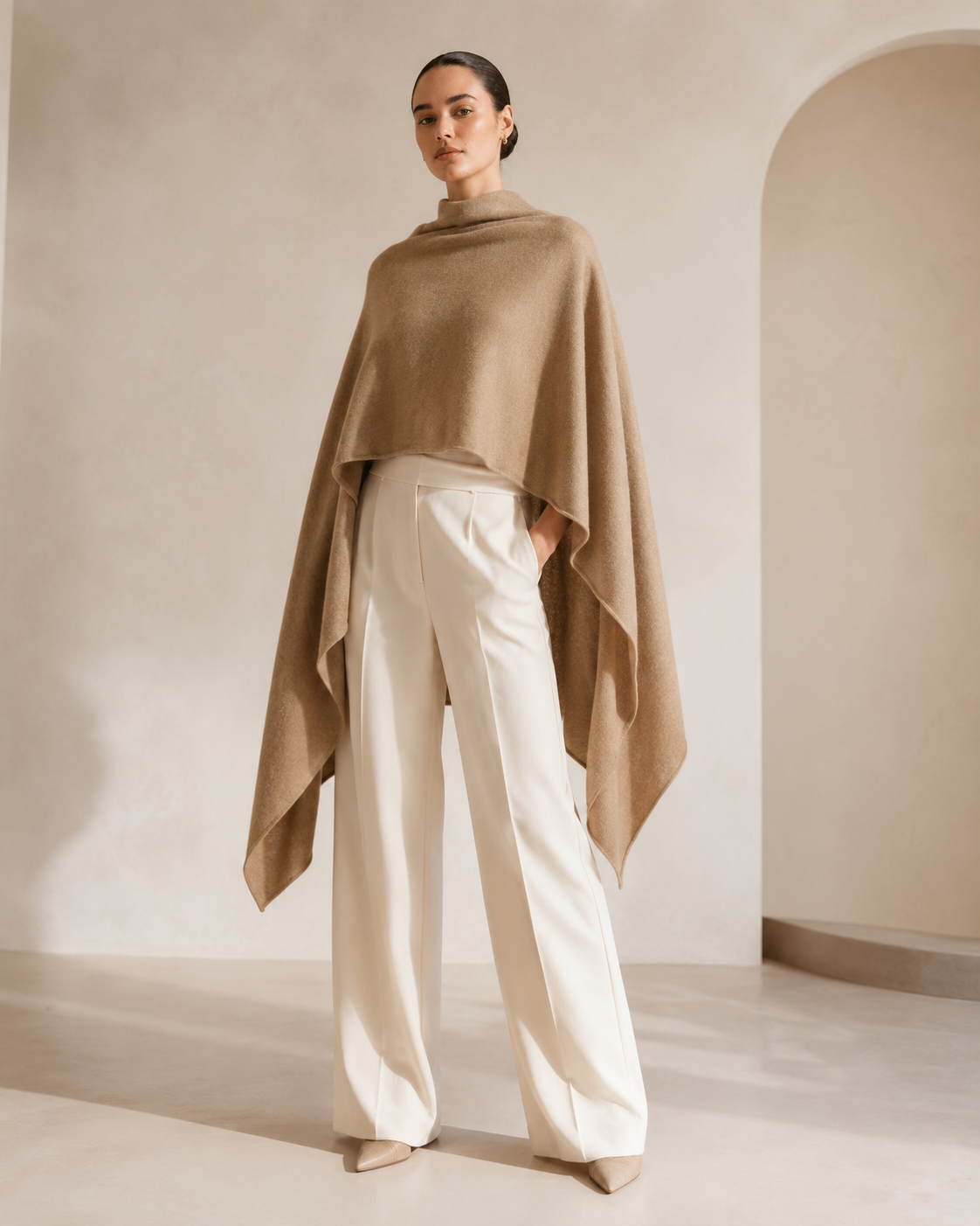 Pure Cashmere Ruana Shawl - Charcoal