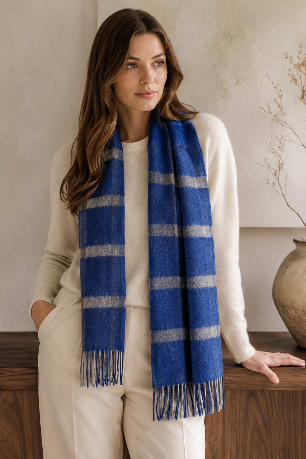Pure Cashmere Unisex Checks Scarf