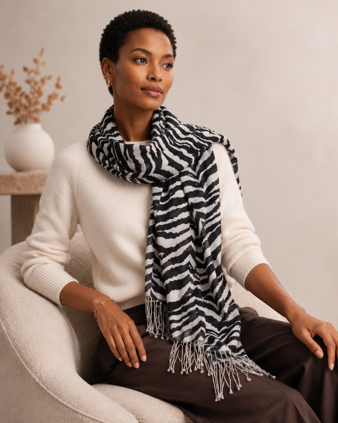 Cashmere Wrap in Animal Prints - Zebra - Zebra
