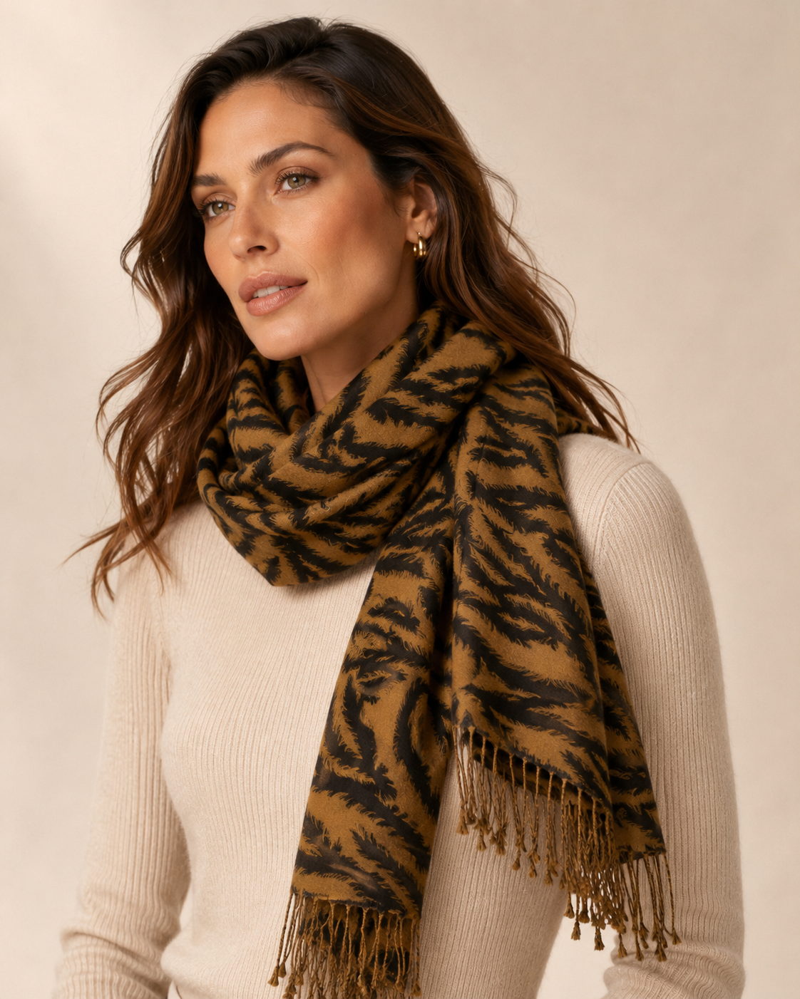 Cashmere Wrap in Tiger Print - Tiger Print