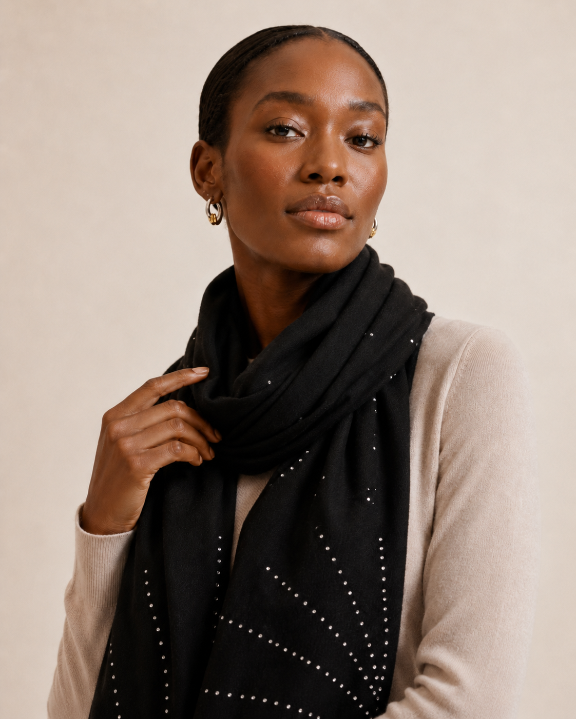 Cashmere Wrap with Swarovski Crystals in Palm Tree Design - Palm Tree Design