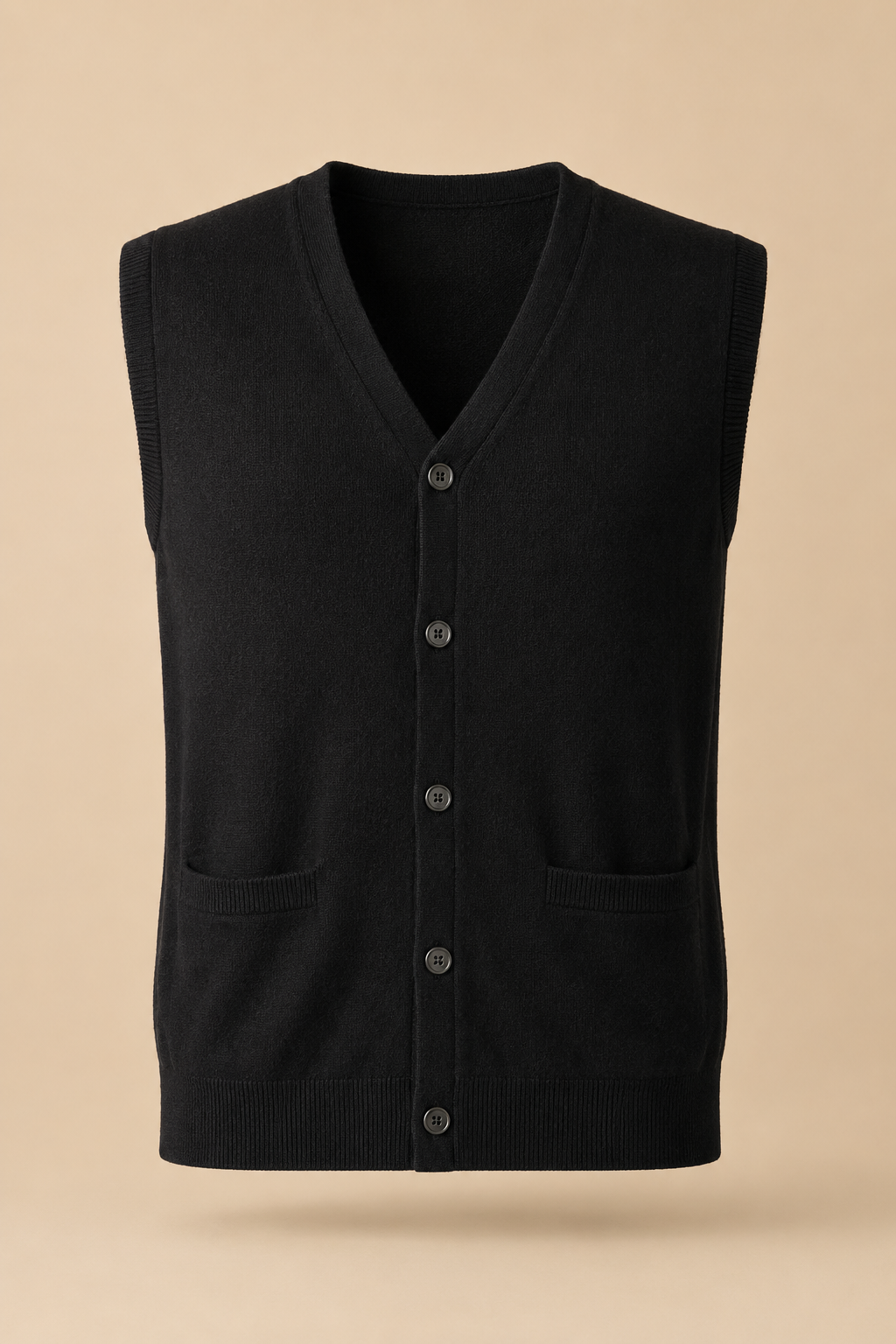 Men's Cashmere Sleeveless Cardigan Vest - mens cashmere sleeveless cardigan vest black lean