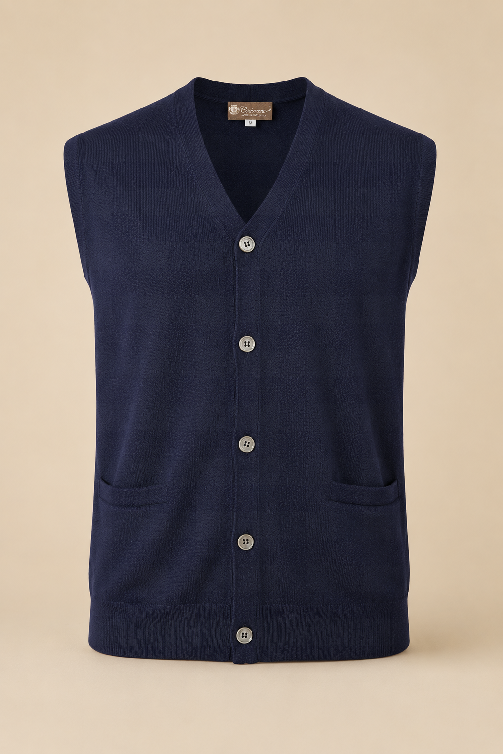Men's Cashmere Sleeveless Cardigan Vest - mens cashmere sleeveless cardigan vest navy 05