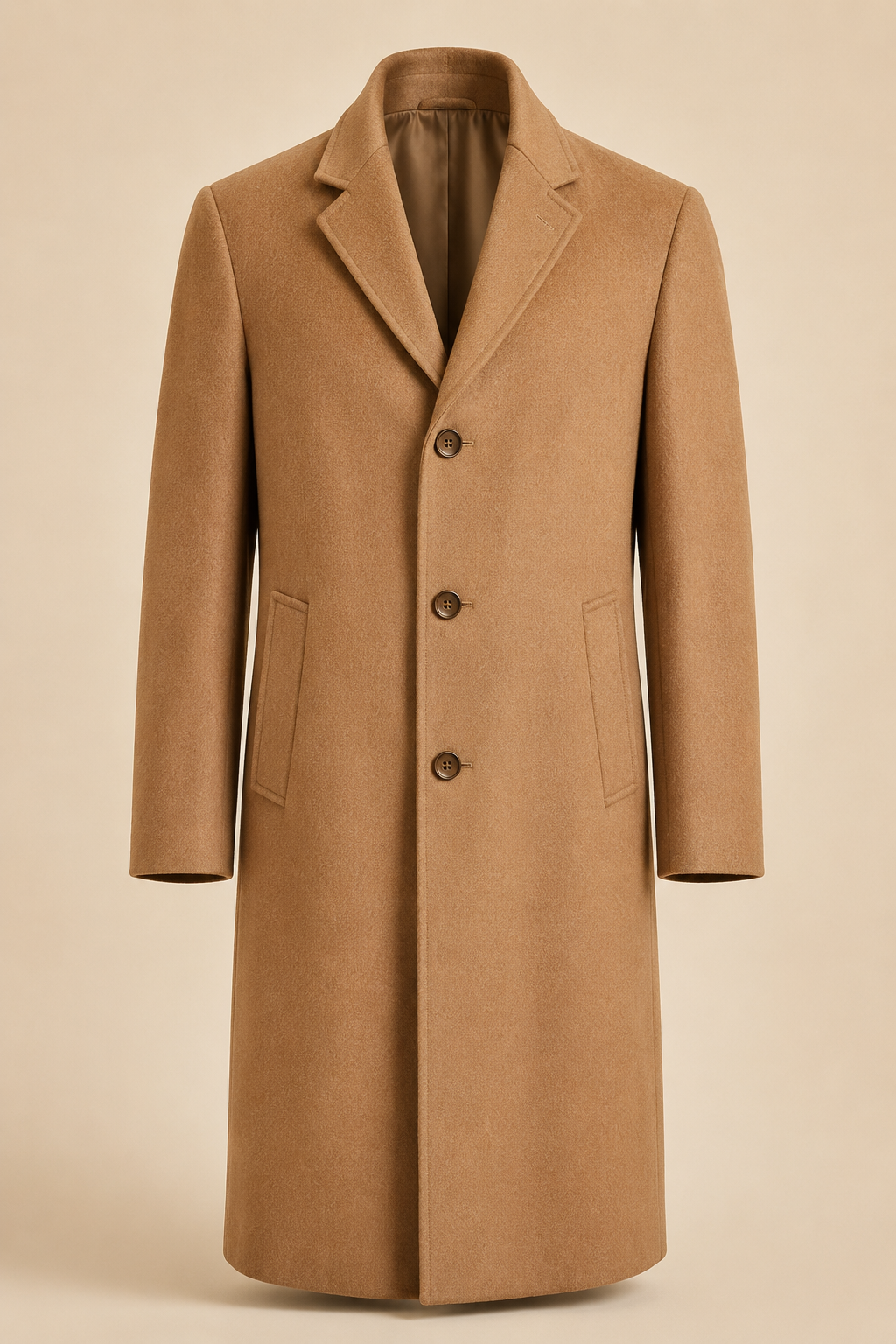 Men's Knee Length Cashmere Blend Overcoat - mens knee length cashmere blend overcoat camel 02