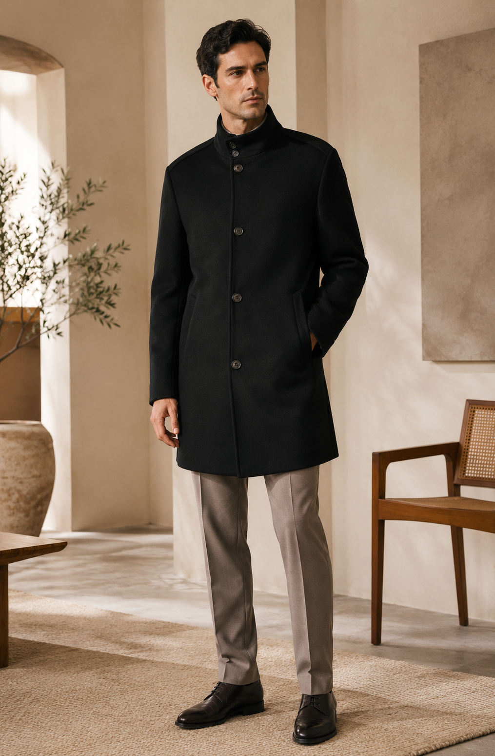 Men's Pure Cashmere Hip Length Car Coat - mens pure cashmere hip length car coat new 01 main 02