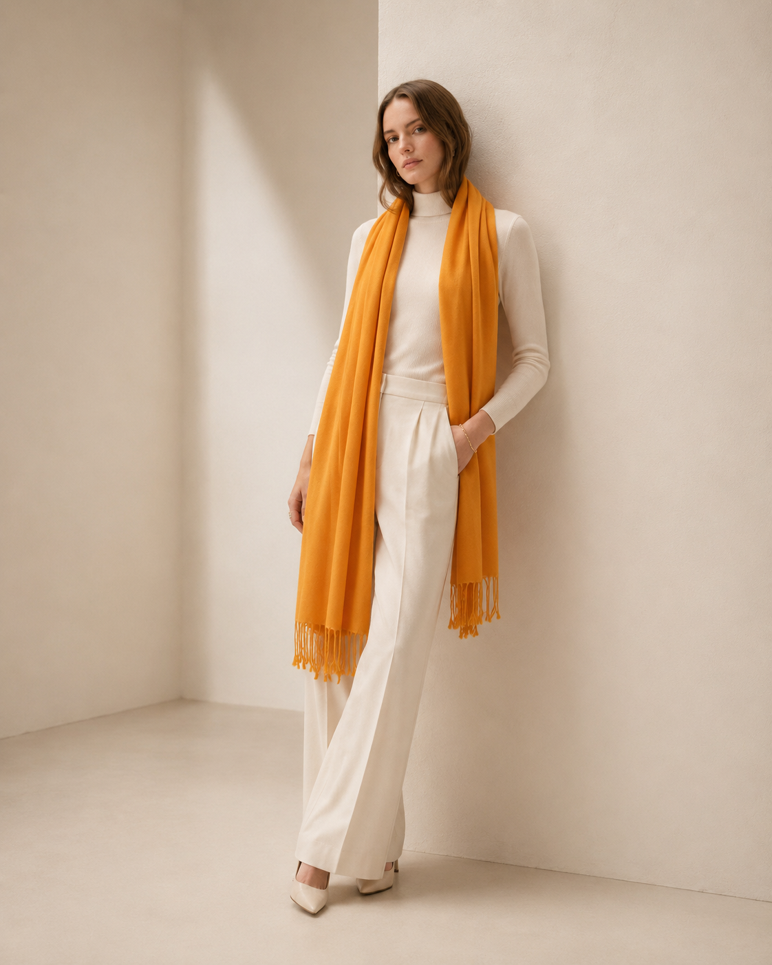 Pashmina and Silk Wrap - Silver