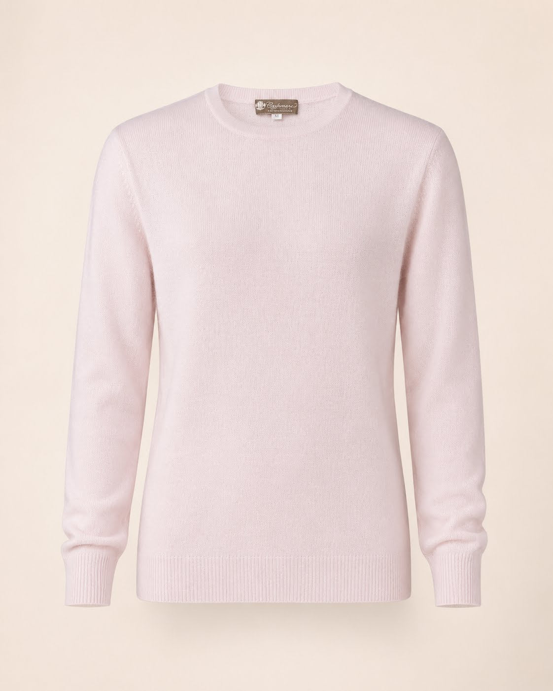 Pure Cashmere Crew Neck Spring Sweater for Men - Pale Blossom