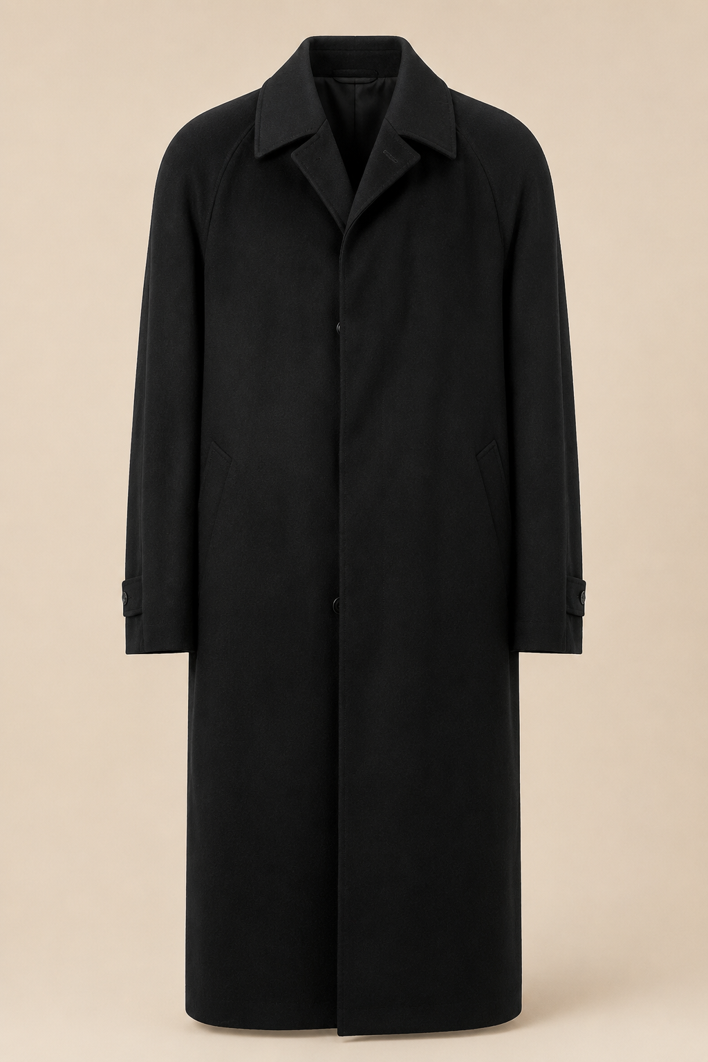 Pure Cashmere Full Length Overcoat with Raglan Sleeves for Men Black - pure cashmere full length overcoat with raglan sleeves for men black black lean