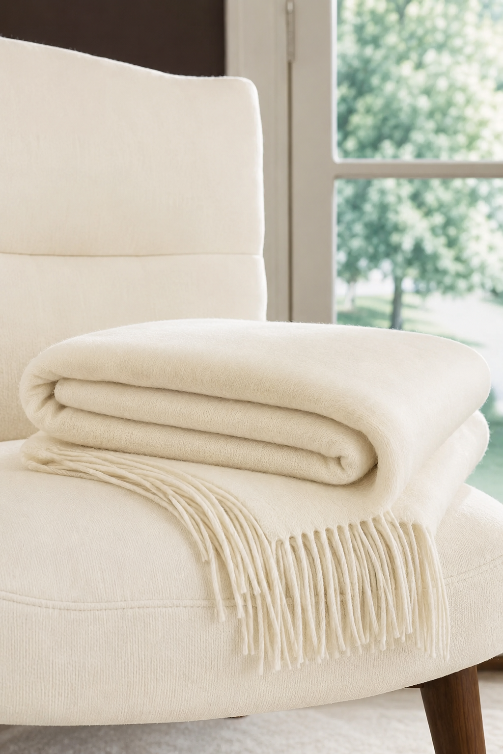 Pure Cashmere Throw (28" x 69") - Vanilla